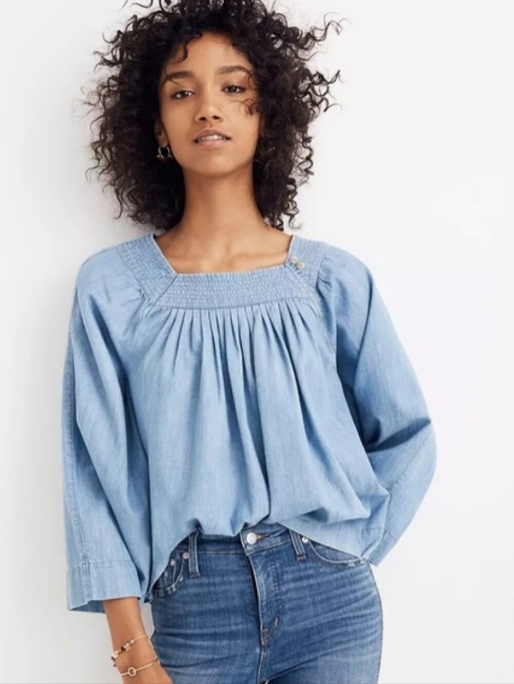 Madewell Light Chambray Square-Neck Women’s Top XXS